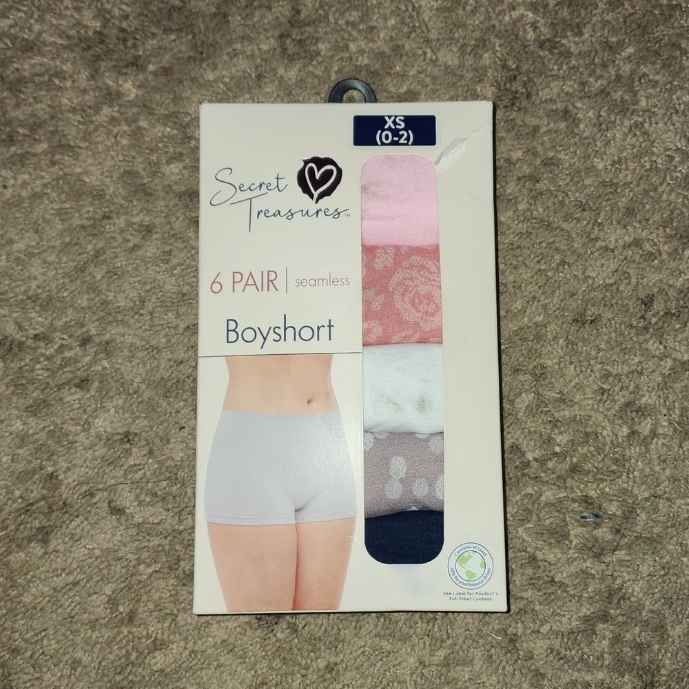 Secret Treasures Women's Seamless Boyshort Panties, 6-Pack size xs